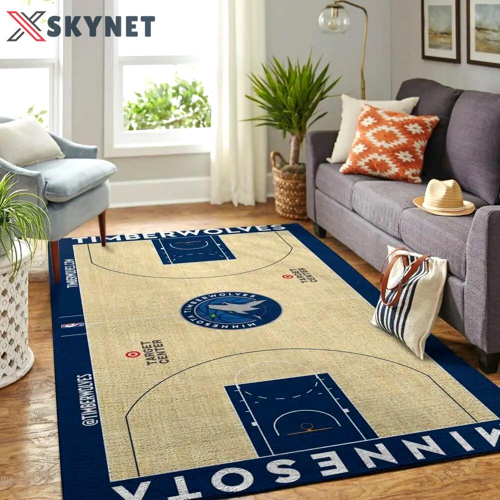 Minnesota timberwolves court area rug nba carpet living room regtangle carpet Rectangle Rug