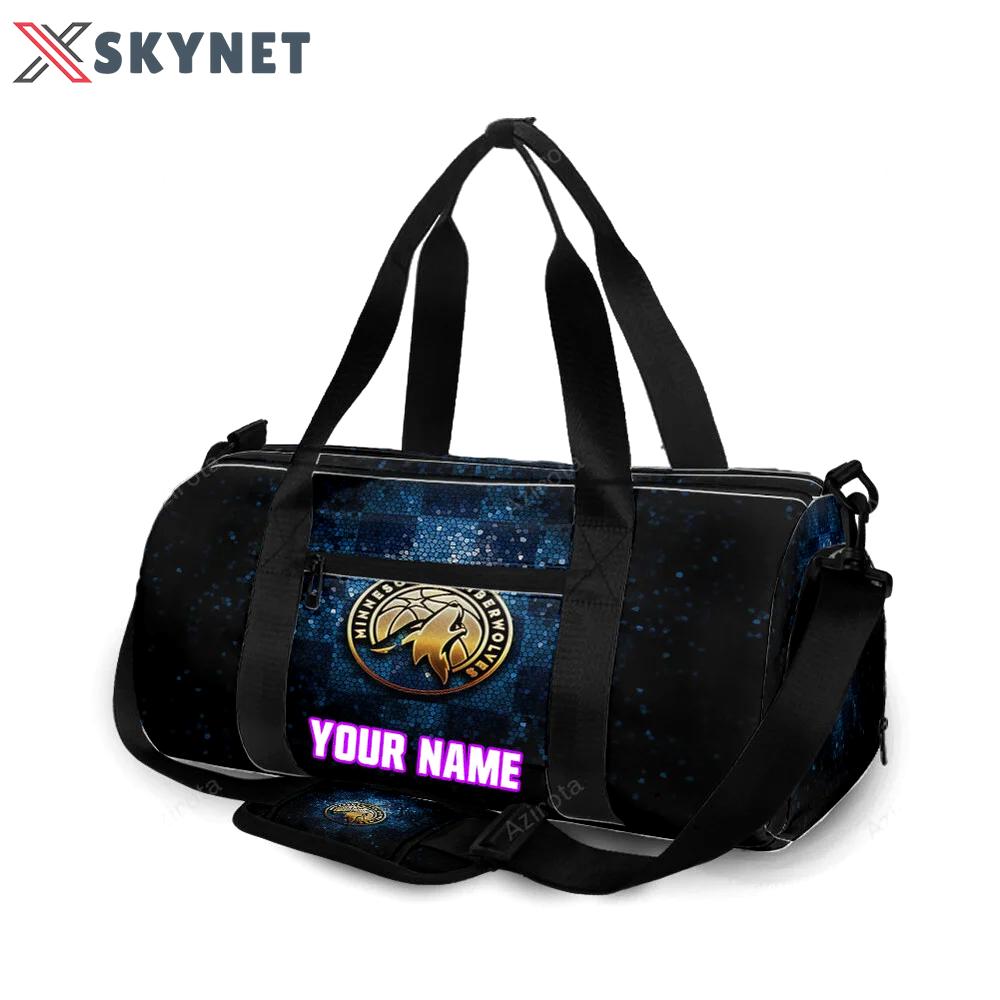 Minnesota timberwolves emblem v26 personalized name travel bag gym bag 218 Travel Bag