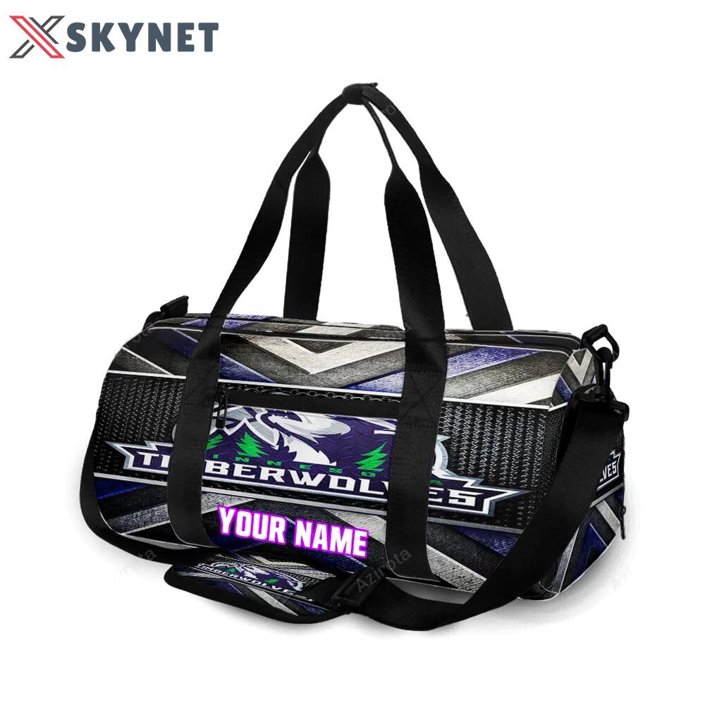 Minnesota timberwolves emblem v43 personalized name travel bag gym bag 612 Travel Bag