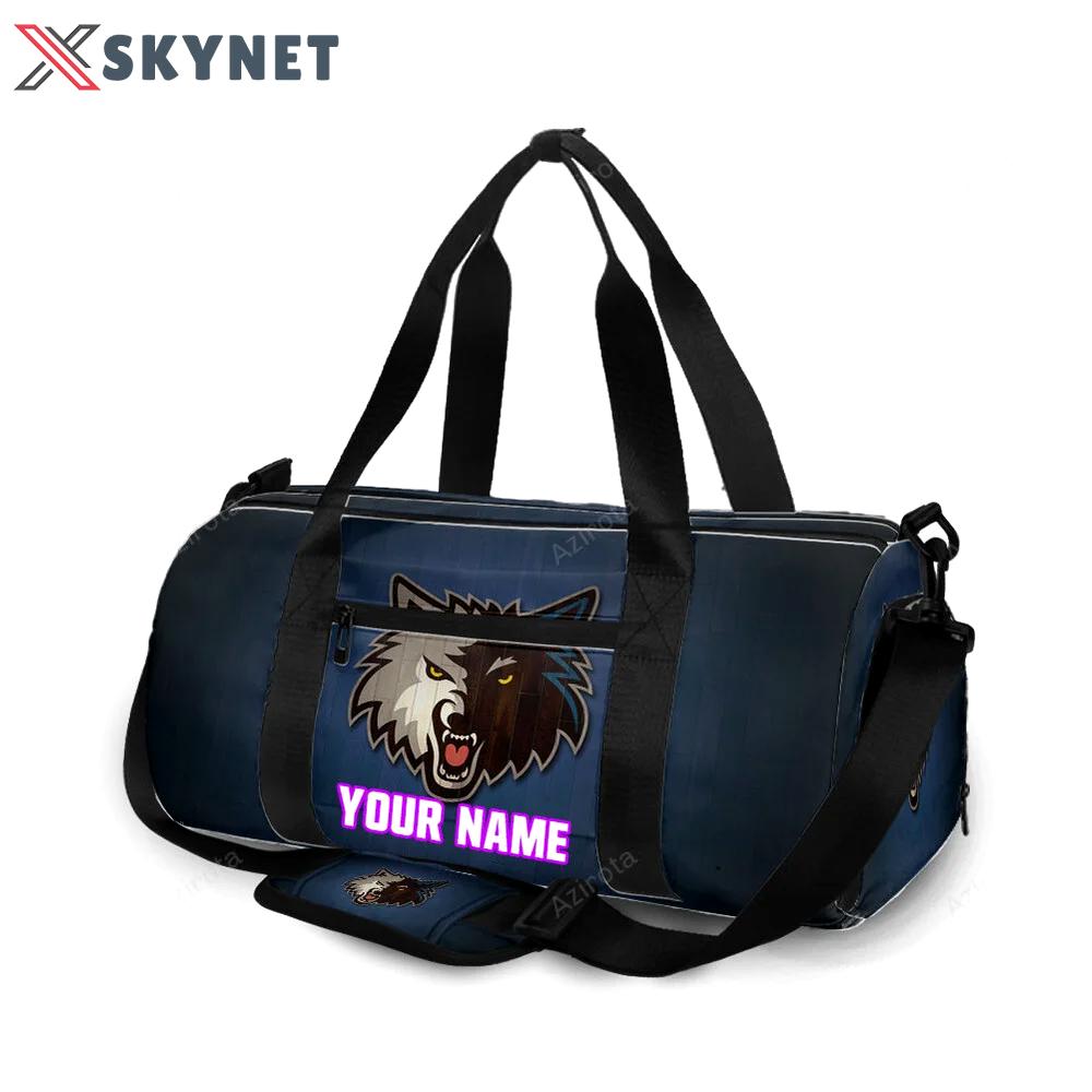 Minnesota timberwolves emblem v5 personalized name travel bag gym bag 28 Travel Bag