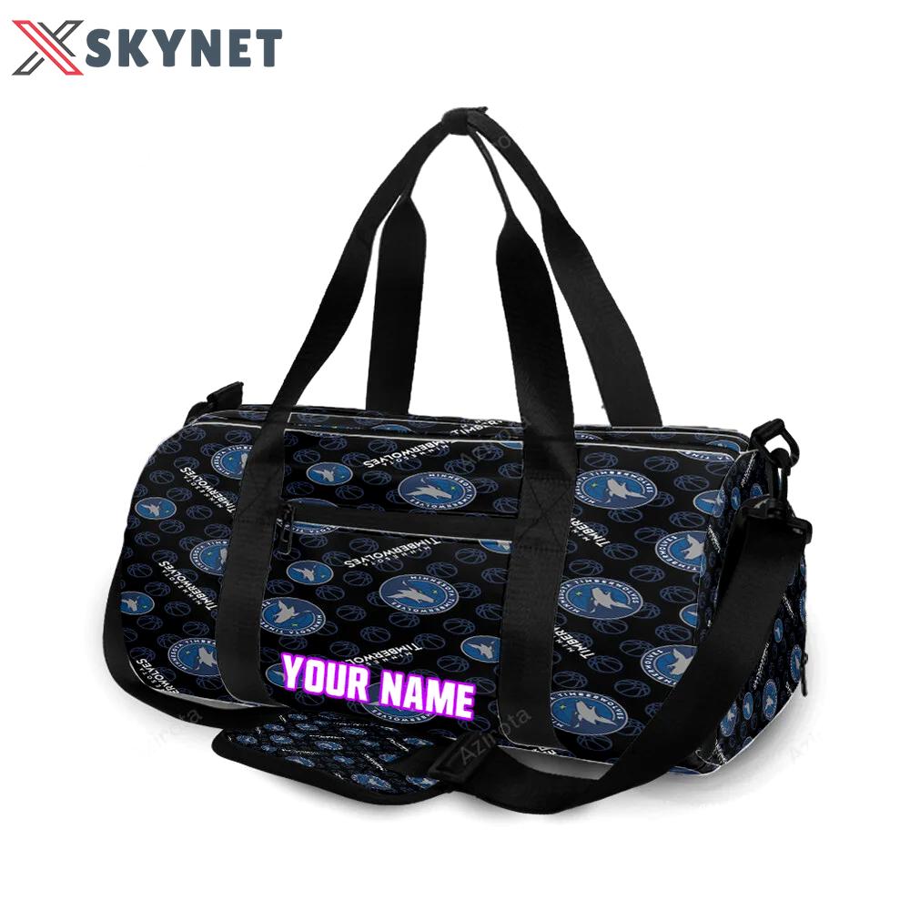 Minnesota timberwolves emblem v50 personalized name travel bag gym bag 575 Travel Bag