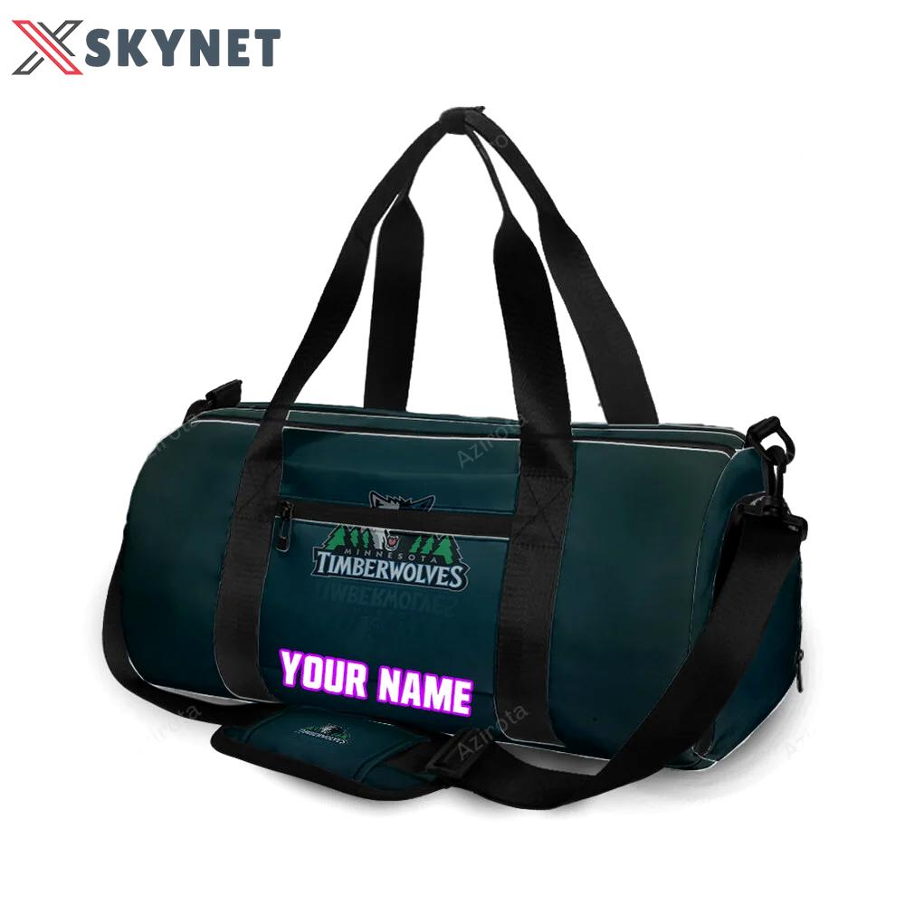 Minnesota timberwolves emblem v7 personalized name travel bag gym bag 464 Travel Bag