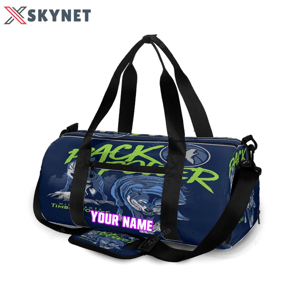 Minnesota timberwolves mascot v44 personalized name travel bag gym bag 1413 Travel Bag