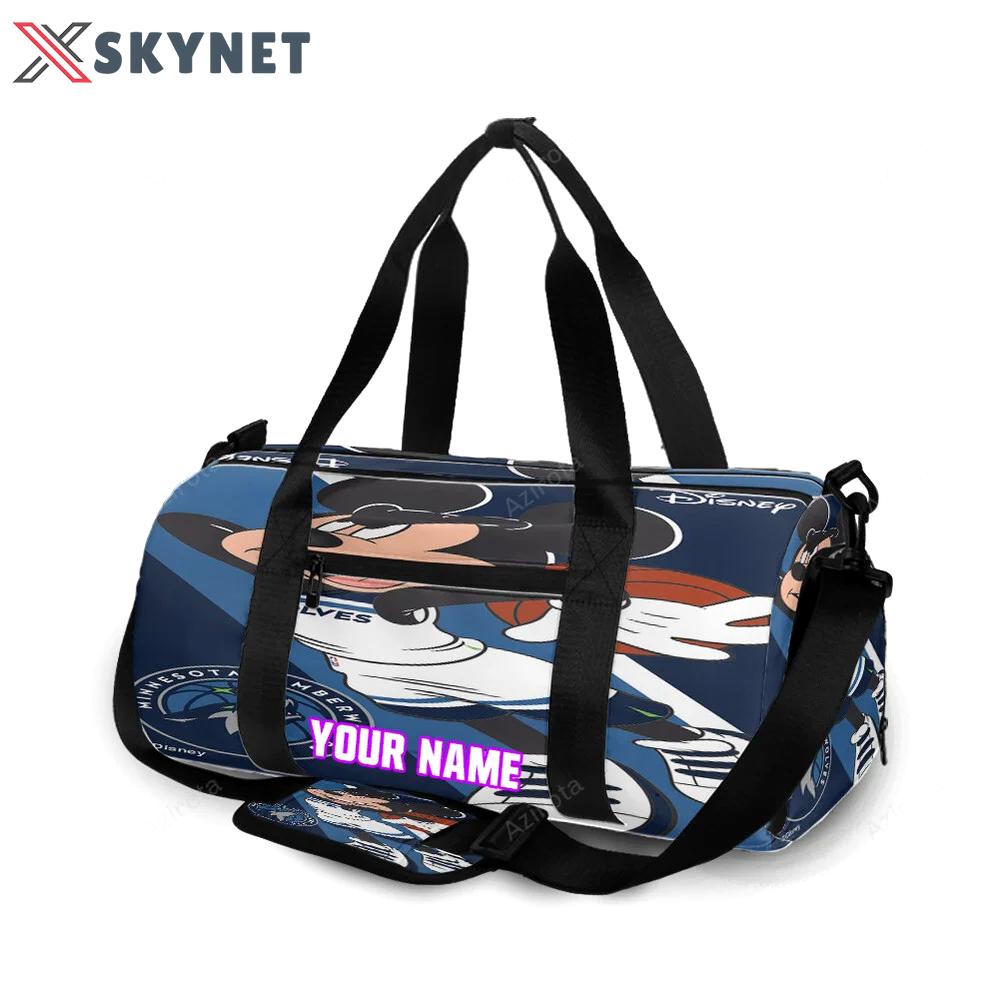 Minnesota timberwolves mickey v49 personalized name travel bag gym bag 2119 Travel Bag