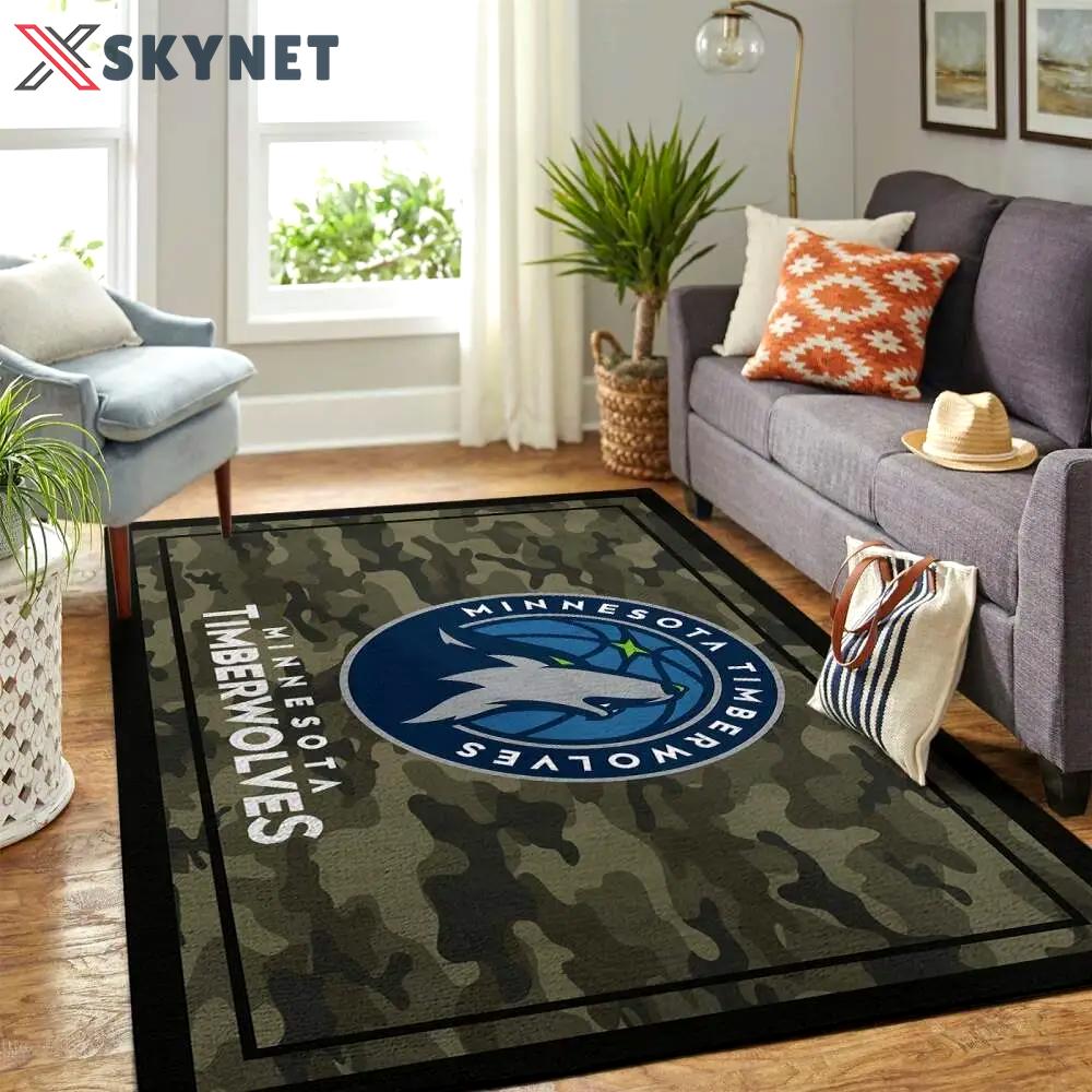 Minnesota timberwolves nba camo style living room carpet regtangle carpet Rectangle Rug