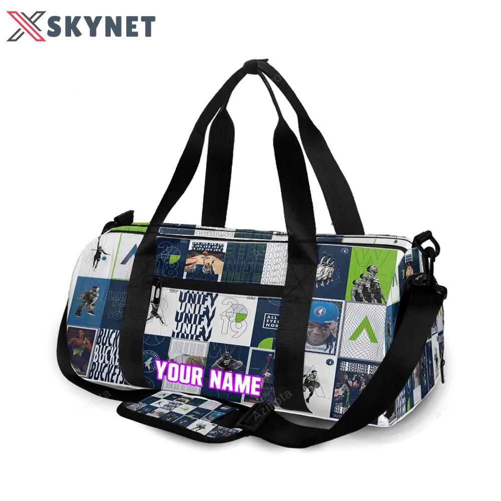 Minnesota timberwolves together v46 personalized name travel bag gym bag 1141 Travel Bag