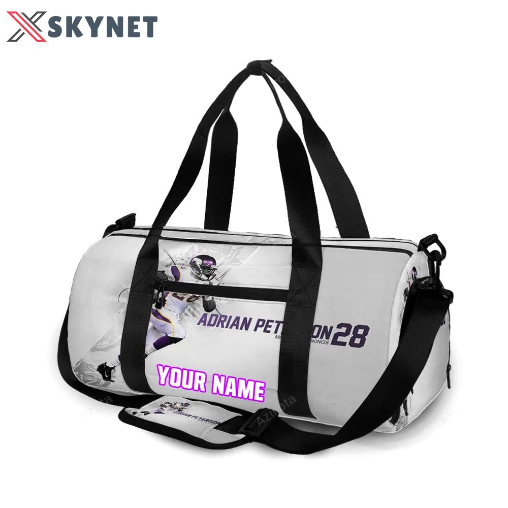 Minnesota vikings adrian peterson 28 v2 personalized name travel bag gym bag 61 Travel Bag