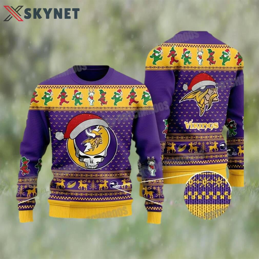 Minnesota vikings dead skull and bears ugly christmas sweater Christmas Ugly Sweater