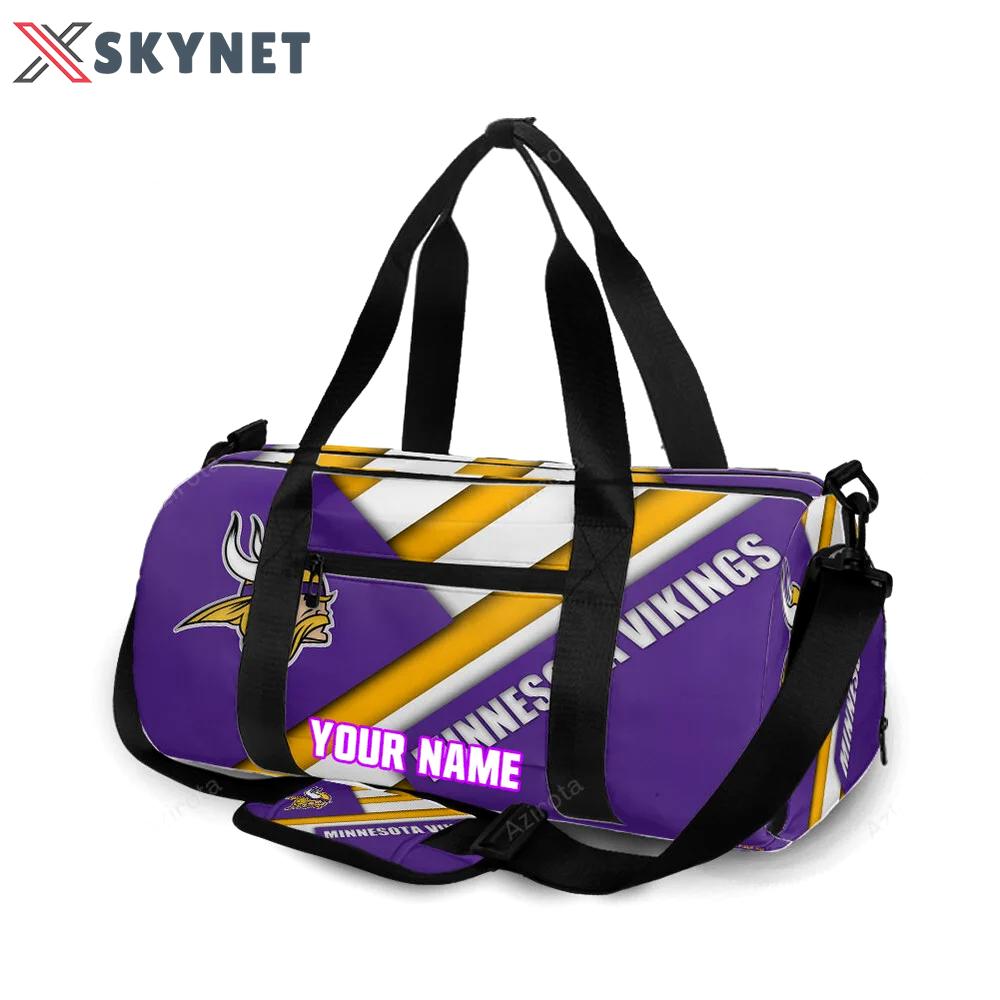 Minnesota vikings emblem flag personalized name travel bag gym bag 93 Travel Bag