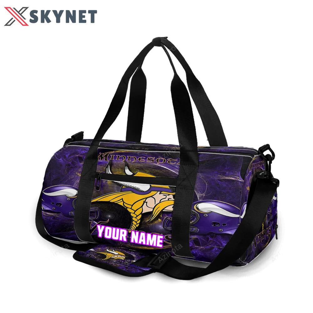 Minnesota vikings emblem helmet v2 personalized name travel bag gym bag 1796 Travel Bag