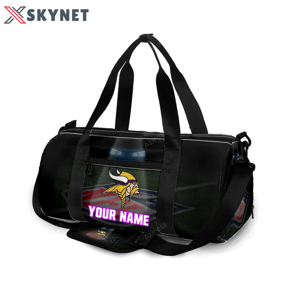 Minnesota vikings emblem nfl field personalized name travel bag gym bag 698 Travel Bag