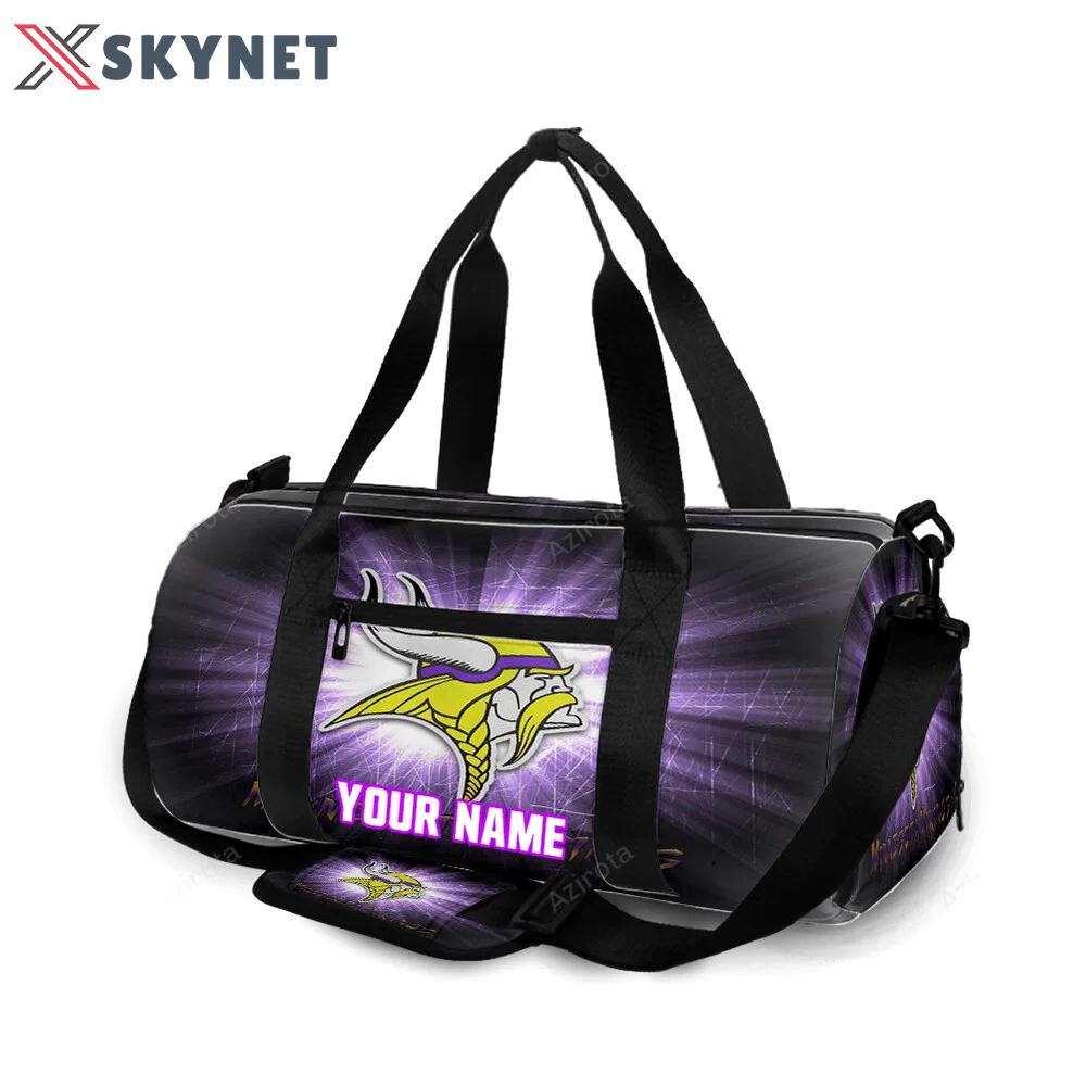 Minnesota vikings emblem scratch texture personalized name travel bag gym bag 1134 Travel Bag