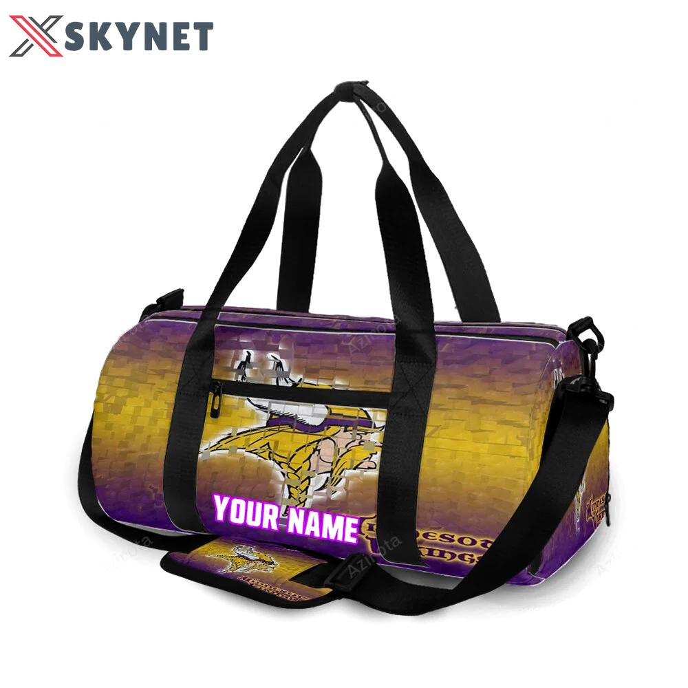 Minnesota vikings emblem shape personalized name travel bag gym bag 1009 Travel Bag