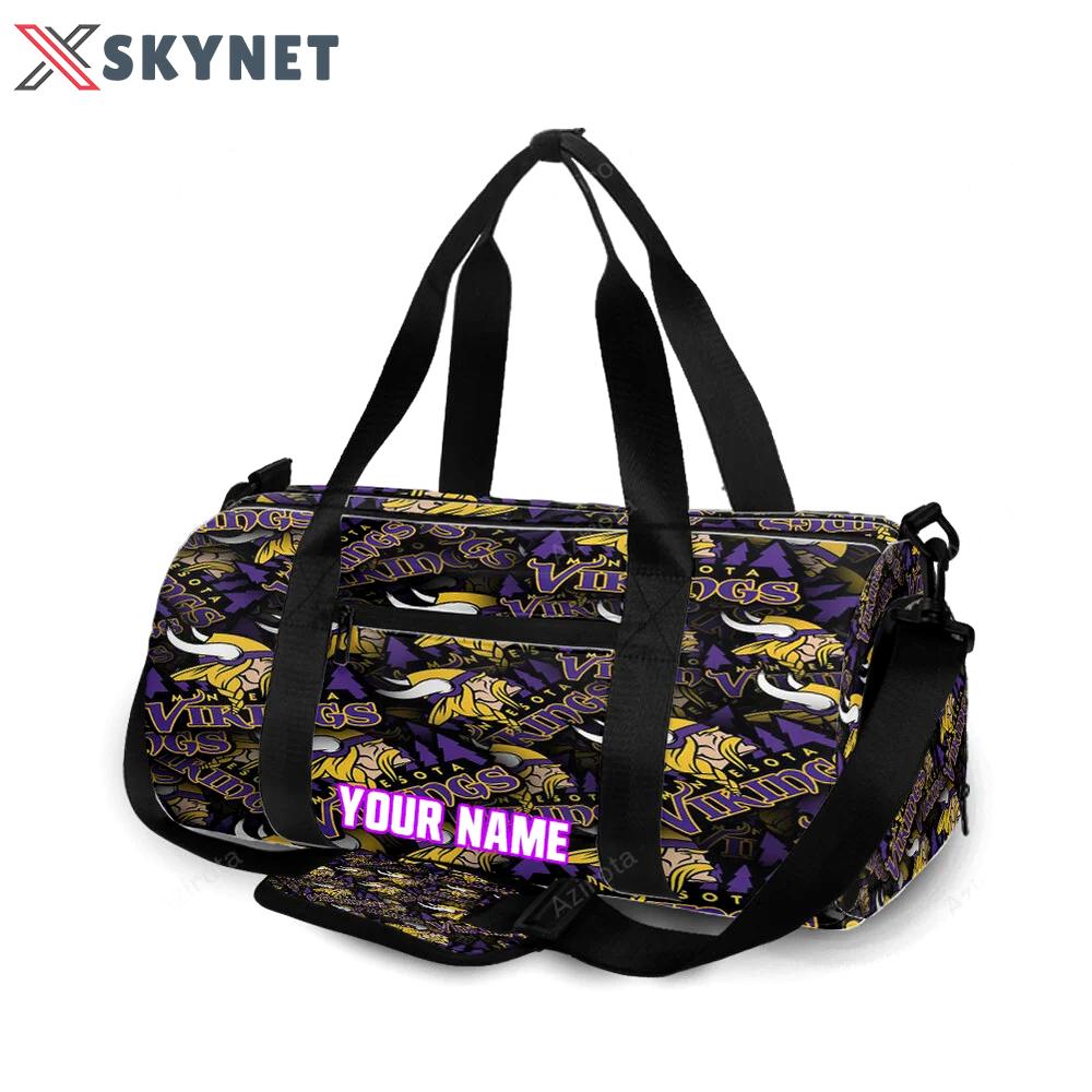Minnesota vikings emblem v8 personalized name travel bag gym bag 125 Travel Bag