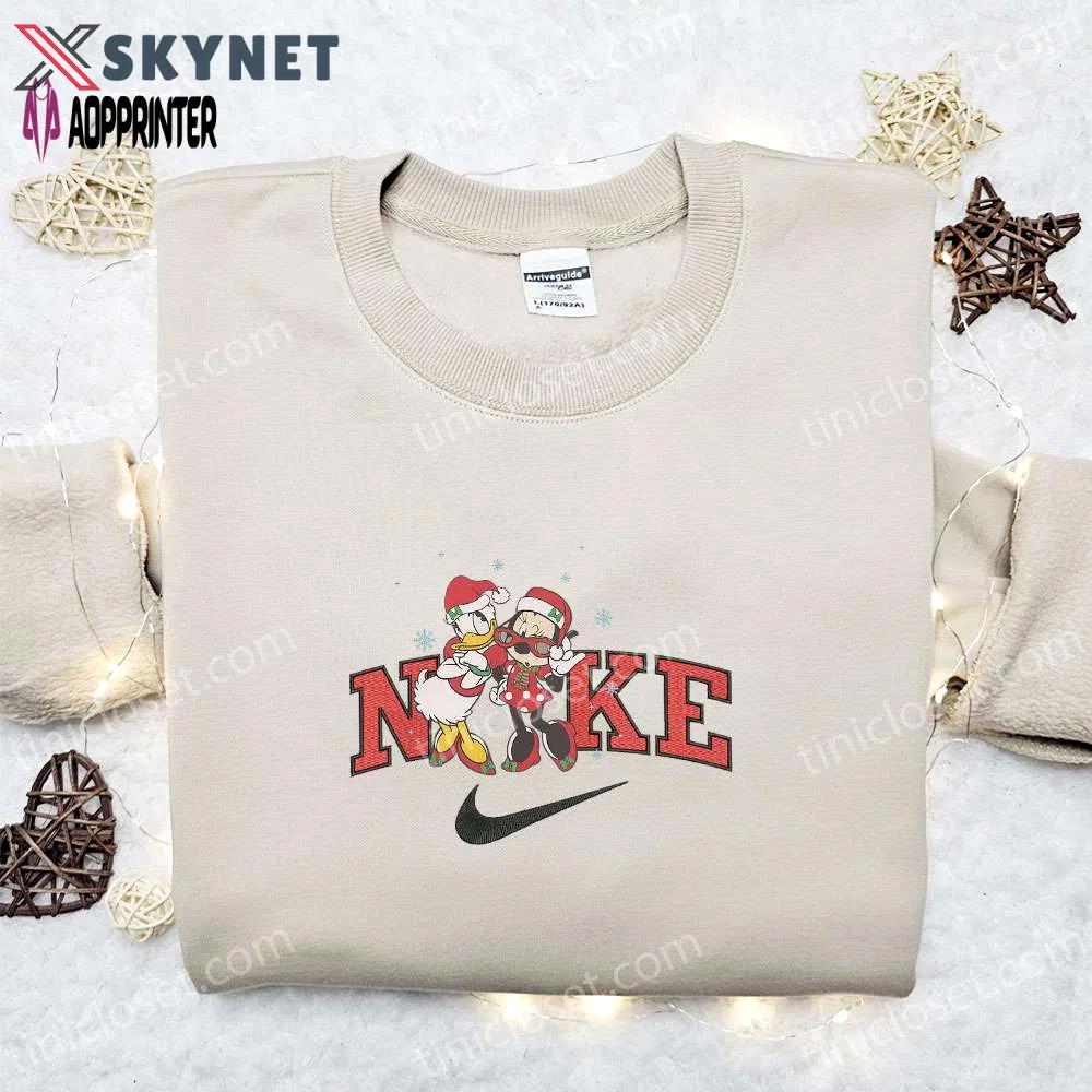 Minnie & daisy xmas hat x nike embroidered sweatshirt: disney characters movie merry christmas shirt best gift ideas Embroidered Shirt