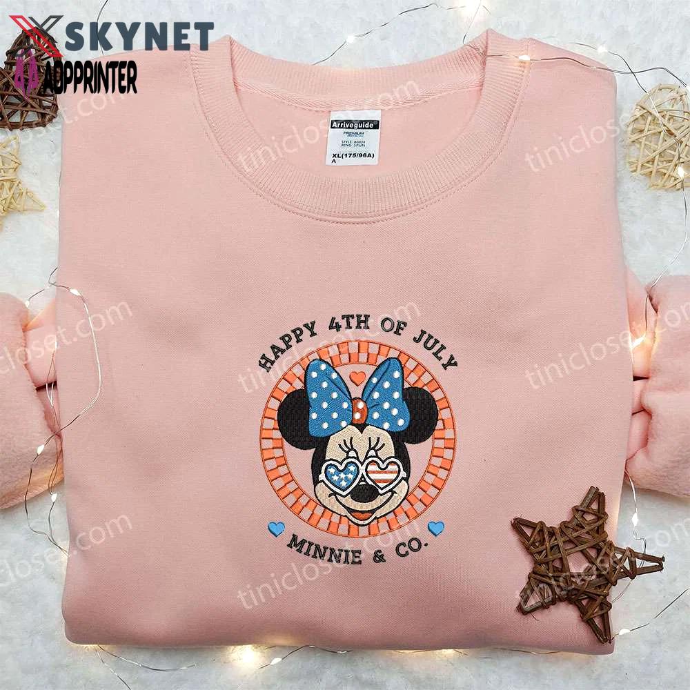 Minnie mouse 4th of july shirt: disney embroidered gift for national day celebrations Embroidered Shirt