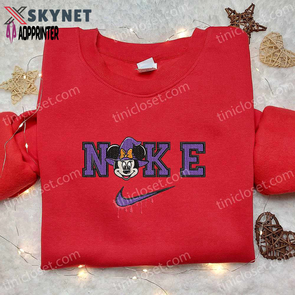 Minnie mouse witch x nike embroidered hoodie & shirt: best halloween gift ideas Embroidered Shirt