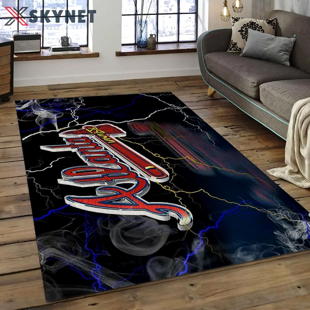 Mlb atlanta braves baseball team logo rectangle area ab03 Rectangle Rug
