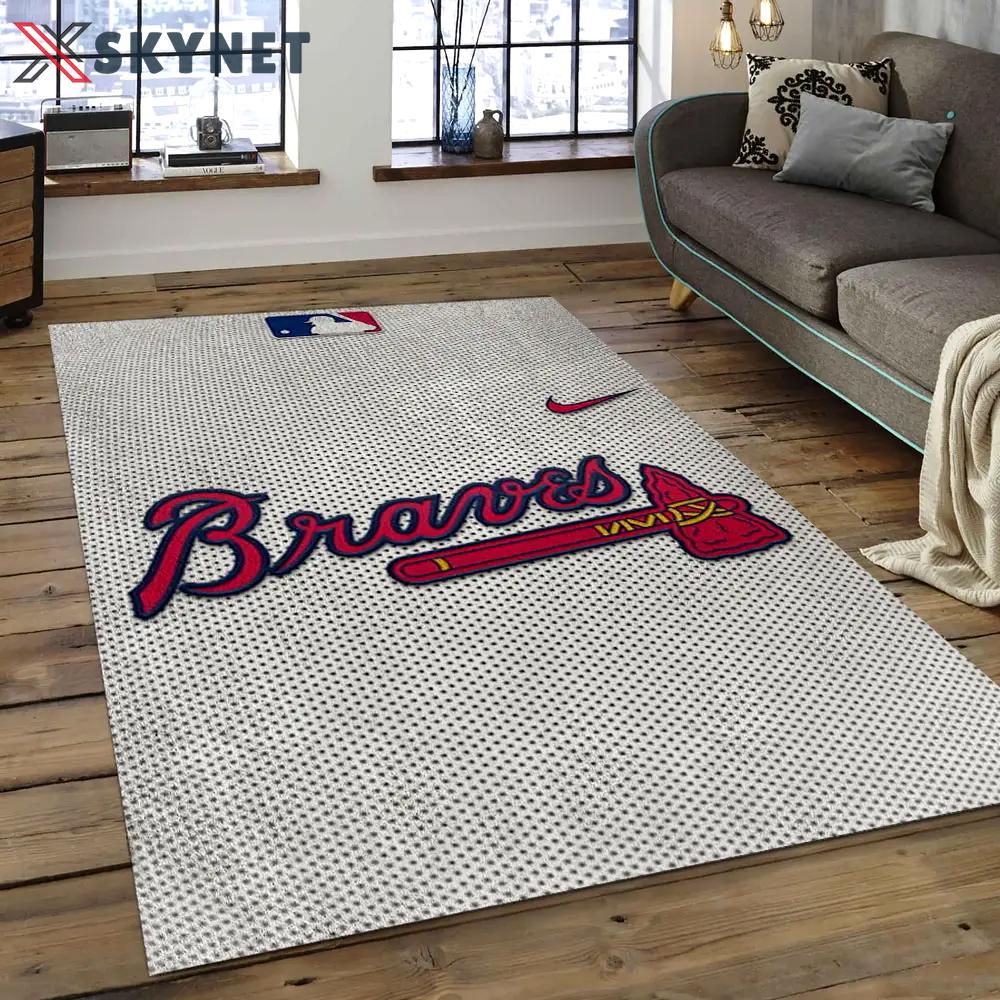 Mlb atlanta braves baseball team logo rectangle area ab09 Rectangle Rug