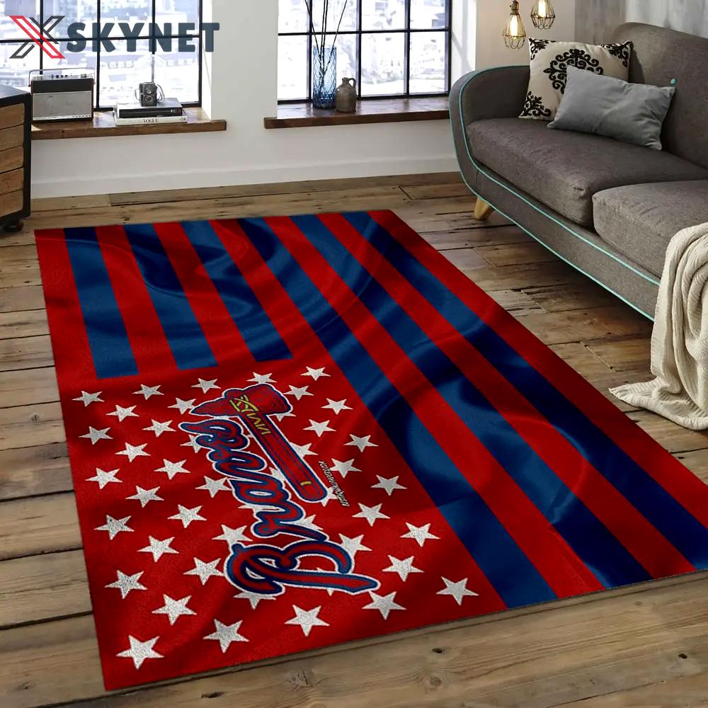 Mlb atlanta braves baseball team logo rectangle area ab22 Rectangle Rug