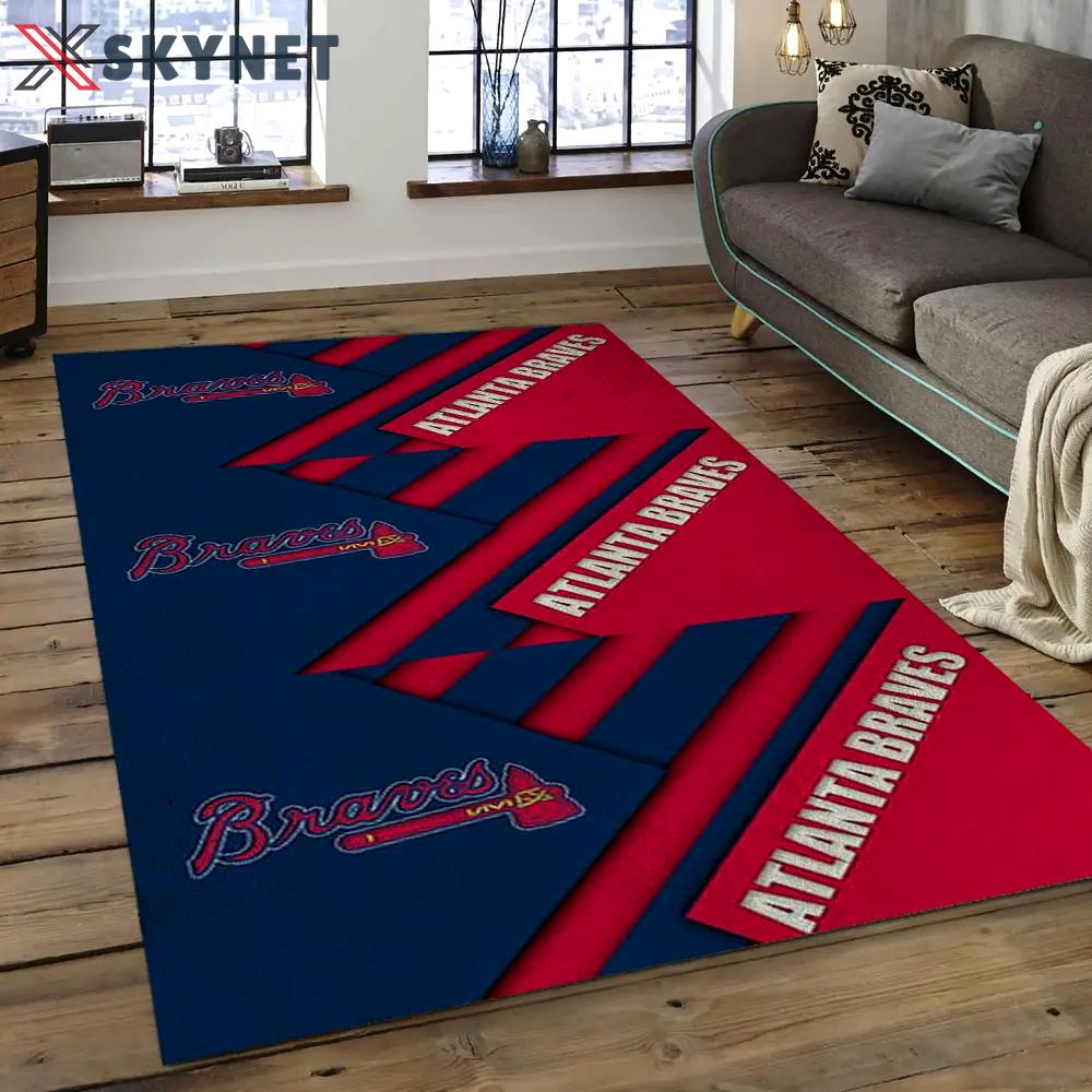 Mlb atlanta braves baseball team logo rectangle area ab29 Rectangle Rug