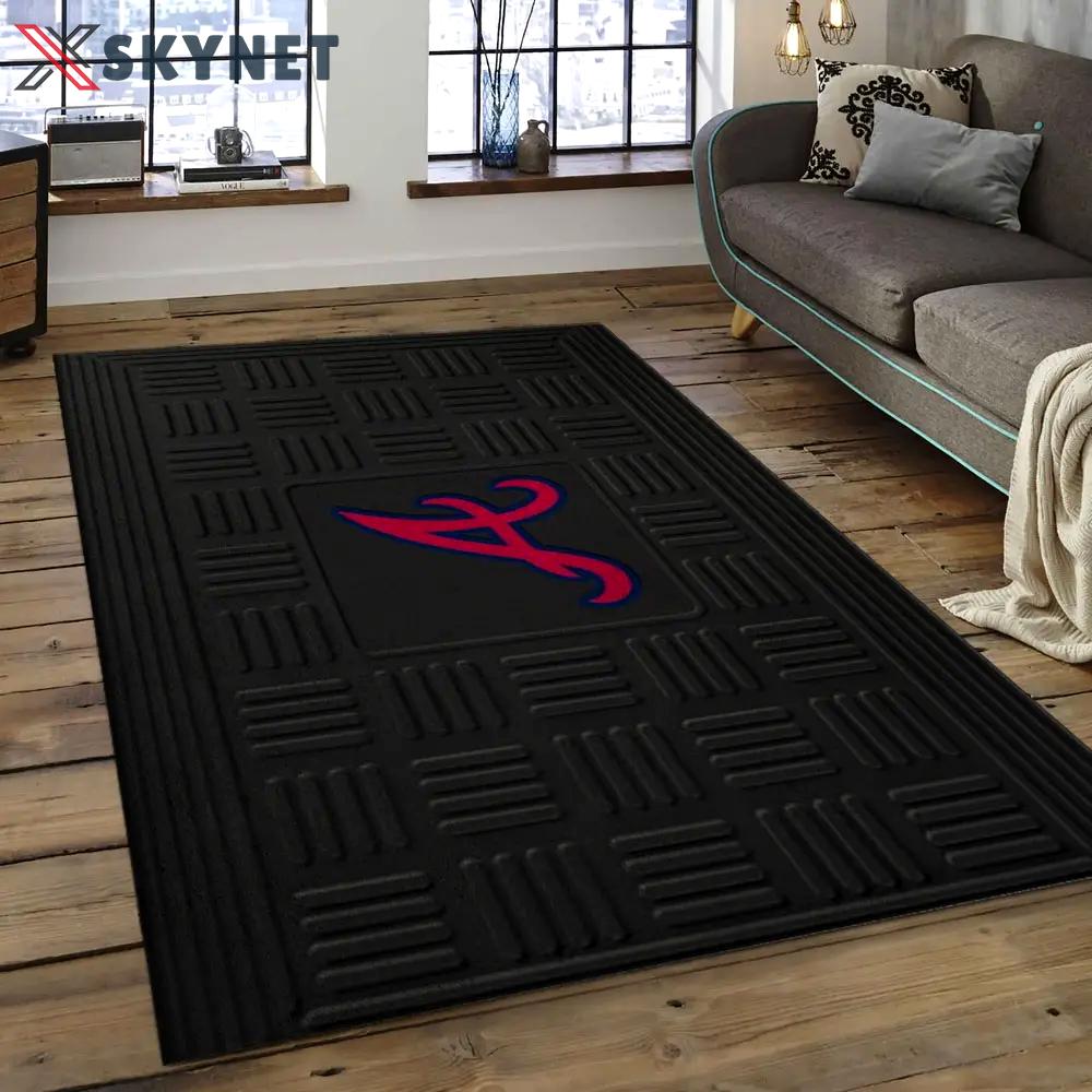 Mlb atlanta braves baseball team logo rectangle area ab42 Rectangle Rug
