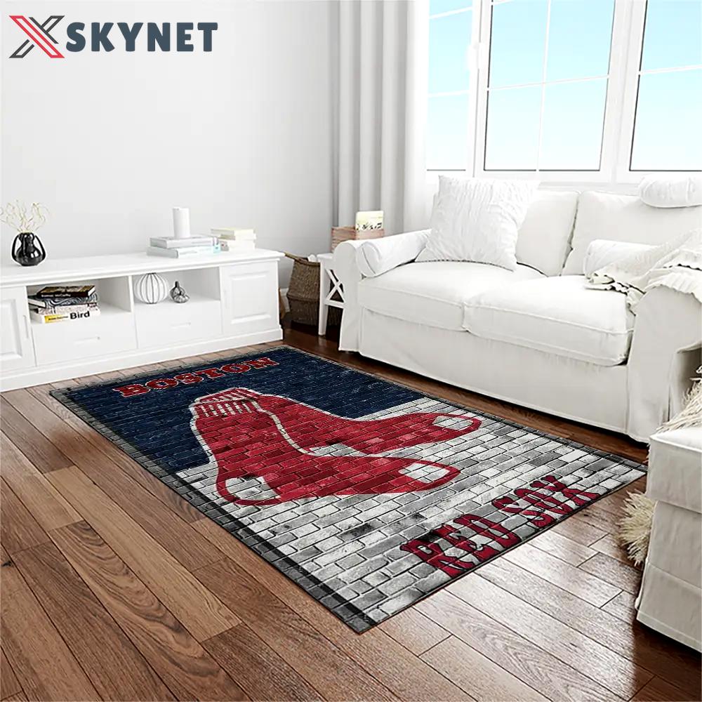 Mlb boston red sox baseball team logo rectangle area rug brs49 Rectangle Rug