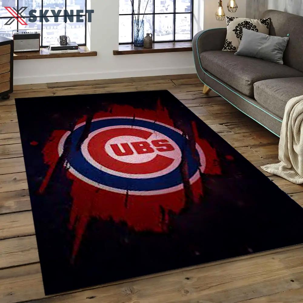 Mlb chicago cubs baseball team logo rectangle area cc35 Rectangle Rug