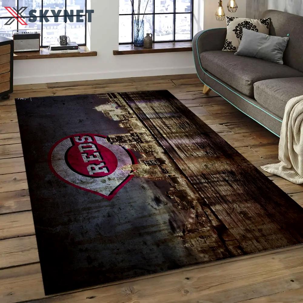 Mlb cincinnati reds baseball team logo rectangle area cr21 Rectangle Rug