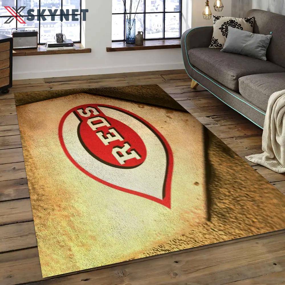 Mlb cincinnati reds baseball team logo rectangle area cr26 Rectangle Rug
