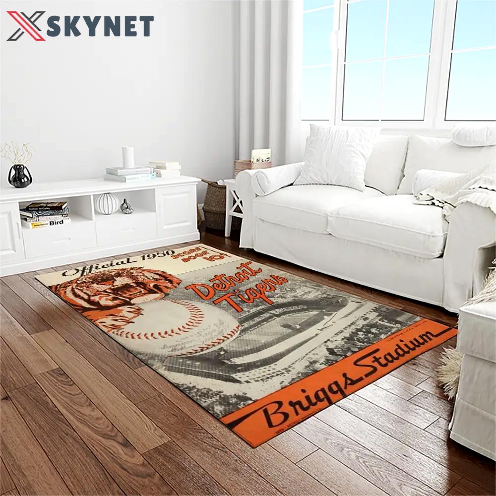 Mlb detroit tigers baseball team logo rectangle area rug dt41 Rectangle Rug