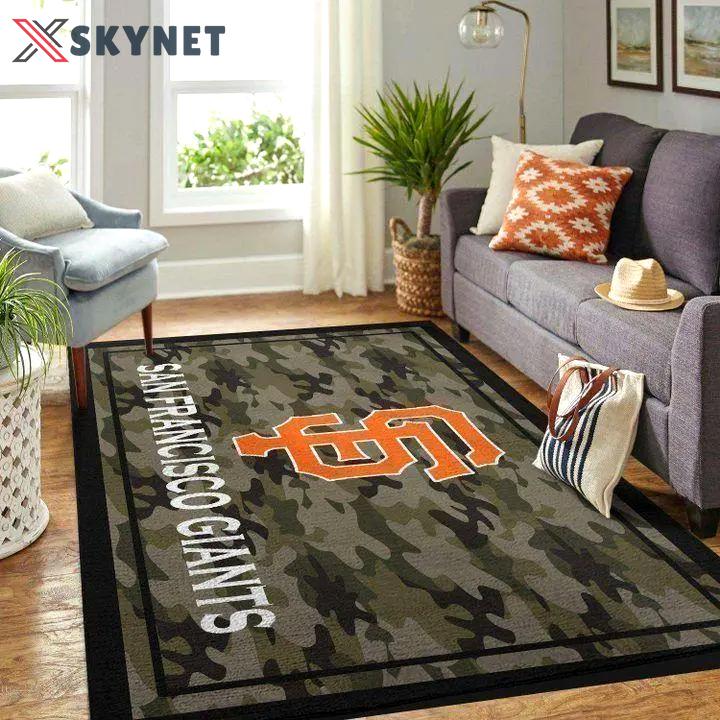 Mlb san francisco giants team logo camo style area living room rug v1074 Rectangle Rug