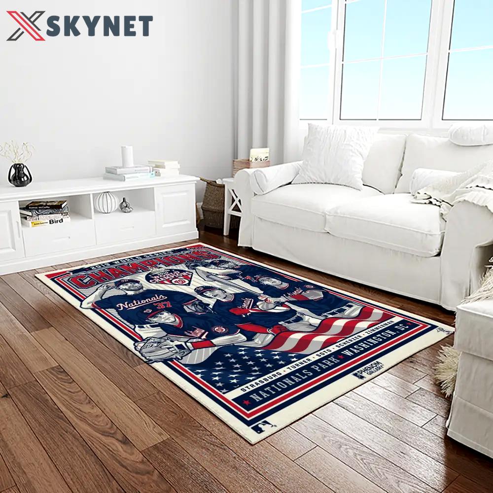 Mlb washington nationals baseball team logo rectangle area rug wn17 Rectangle Rug