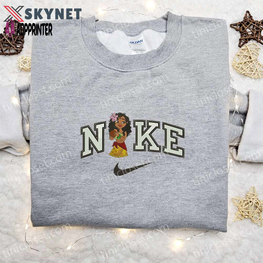 Moana x nike cartoon embroidered shirt – disney characters nike inspired apparel Embroidered Shirt