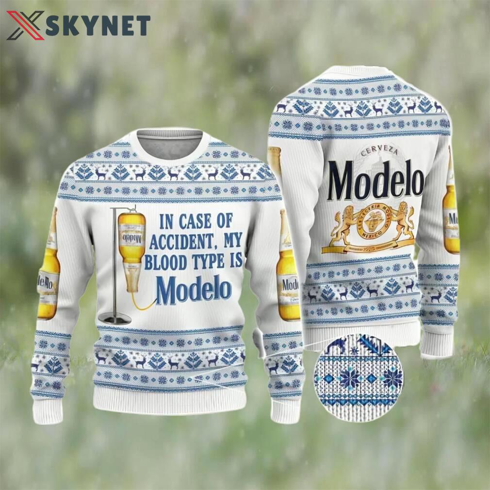 Modelo beer ugly christmas sweater, faux wool sweater, gifts for beer lovers, international beer day, best christmas gifts for 2022 ? prinvity Christmas Ugly Sweater