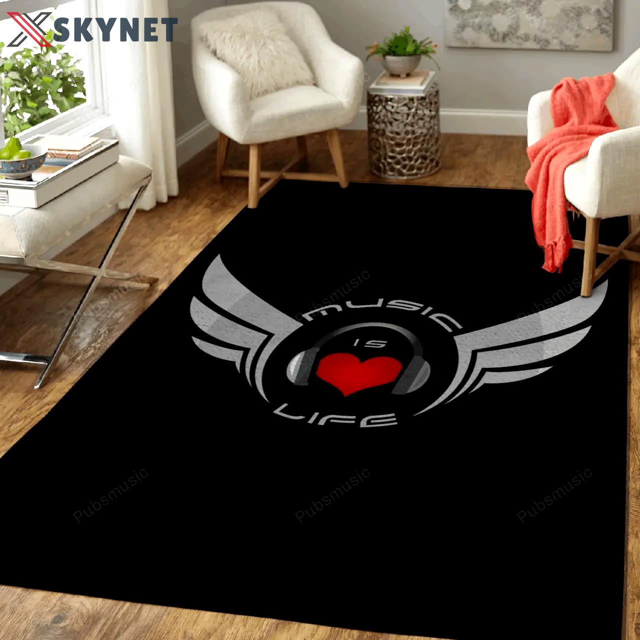 Music is life cool artwork art for fans area rug living room carpet rug regtangle carpet floor decor home decor Rectangle Rug
