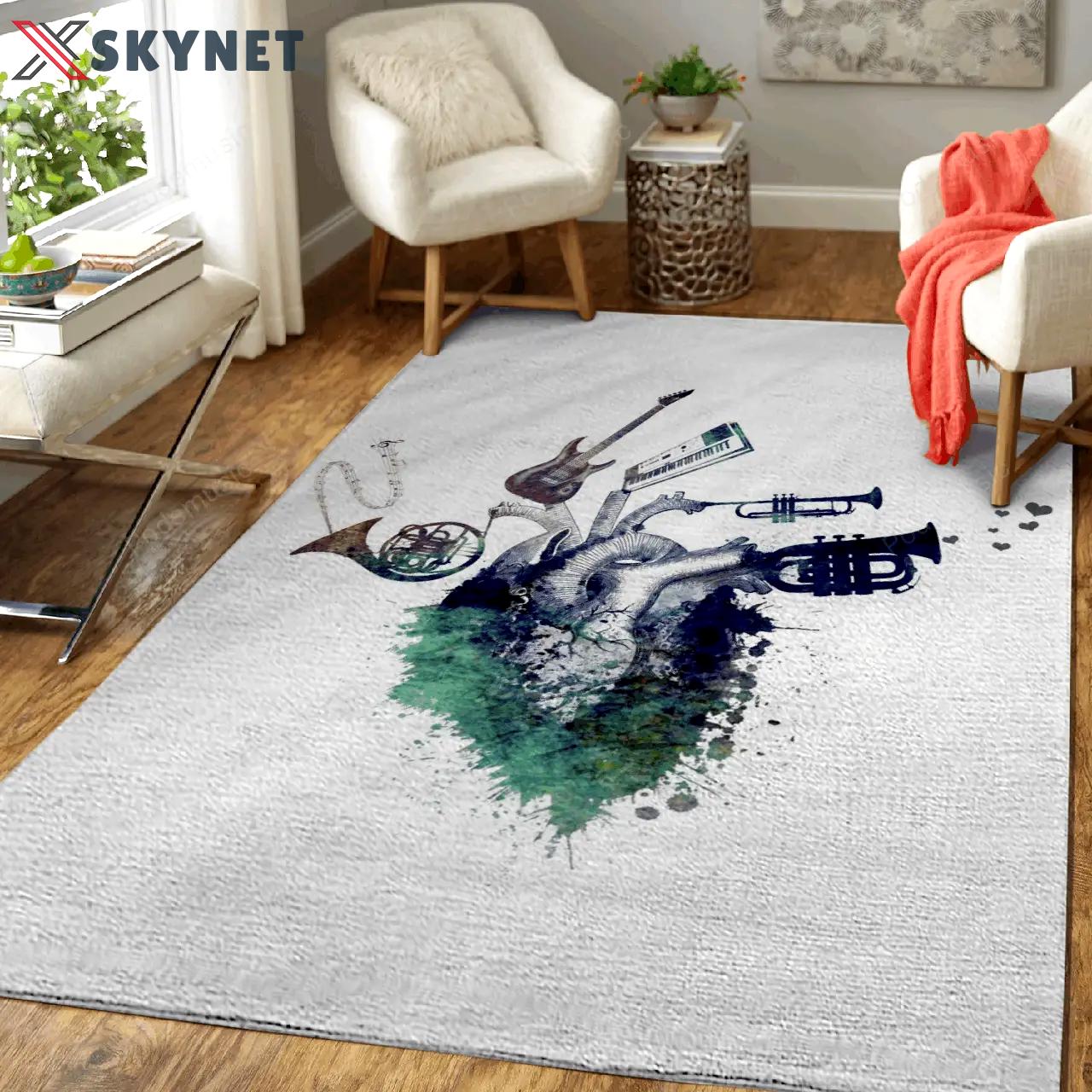 Music my love green music art for fans area rug living room carpet rug regtangle carpet floor decor home decor Rectangle Rug