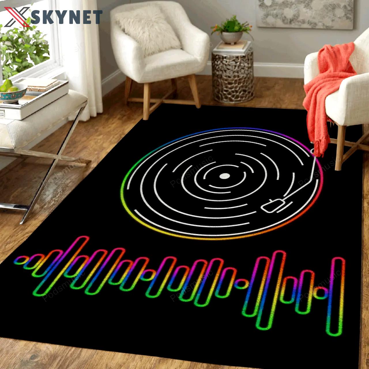 Music record rgb old to new art for fans area rug living room carpet rug regtangle carpet floor decor home decor Rectangle Rug