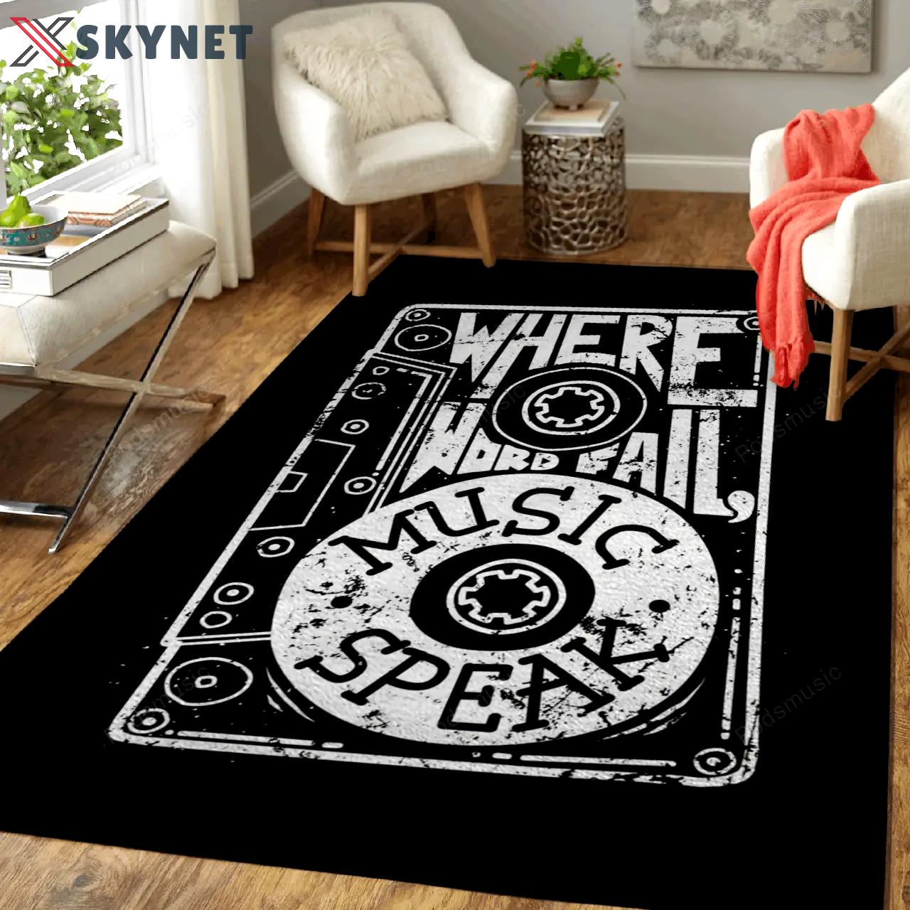 Music speak typography typography art for fans area rug living room carpet rug regtangle carpet floor decor home decor Rectangle Rug