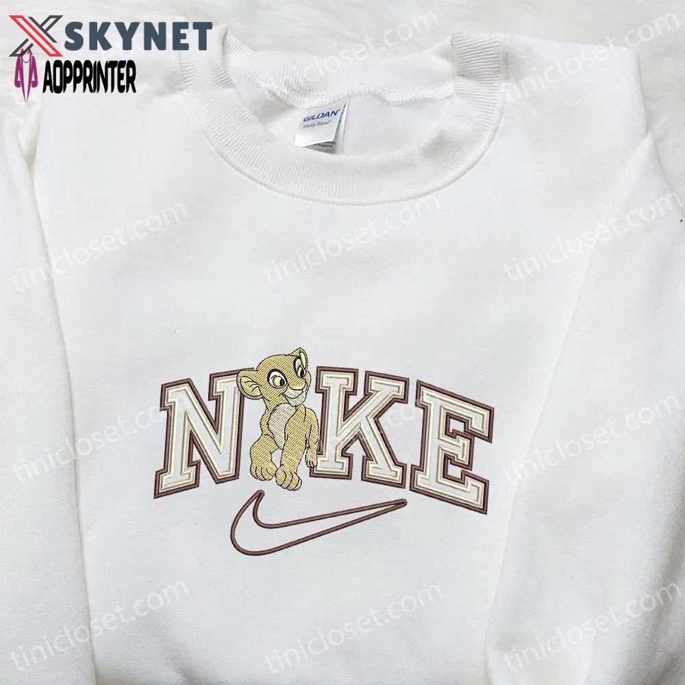 Nala x nike cartoon embroidered sweatshirt – disney characters & nike inspired shirt Embroidered Shirt