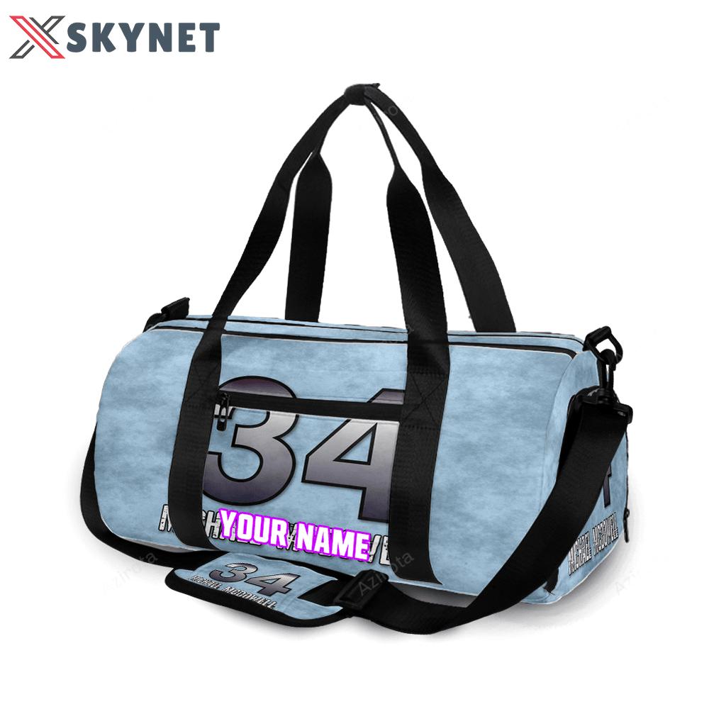 Nascar front row motor sports mc dowell 34 silver personalized name travel bag gym bag 188 Travel Bag