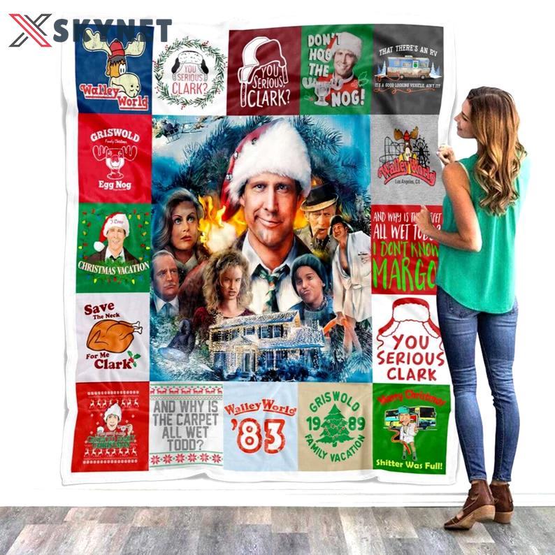 National lampoon's christmas vacation fleece blanket, clark griswold christmas quilt, christmas vacation couch sofa blanket, xmas gifts Quilt Blanket