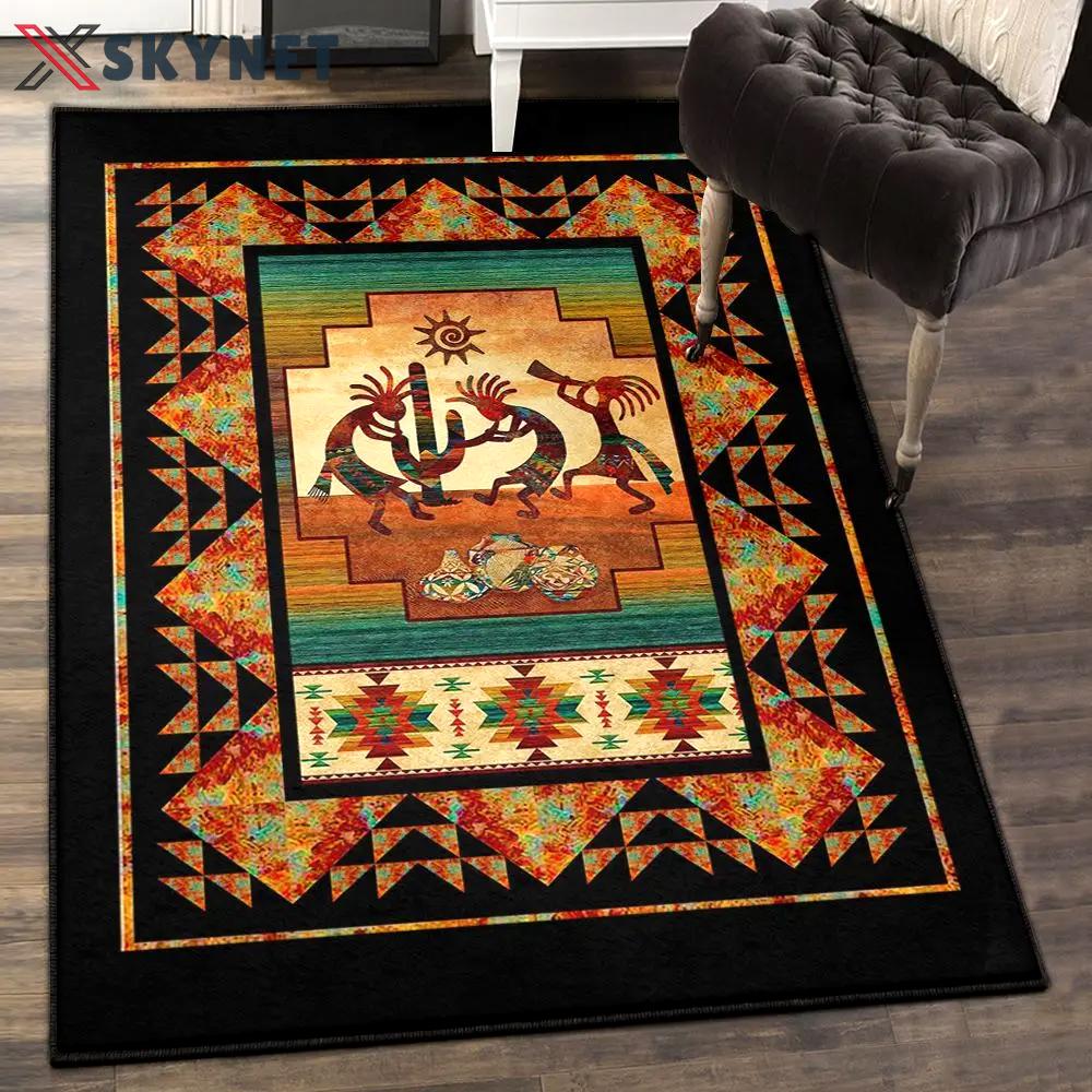 Native land indoor outdoor carpet, kokopelli sunset native american gs cl rug Rectangle Rug