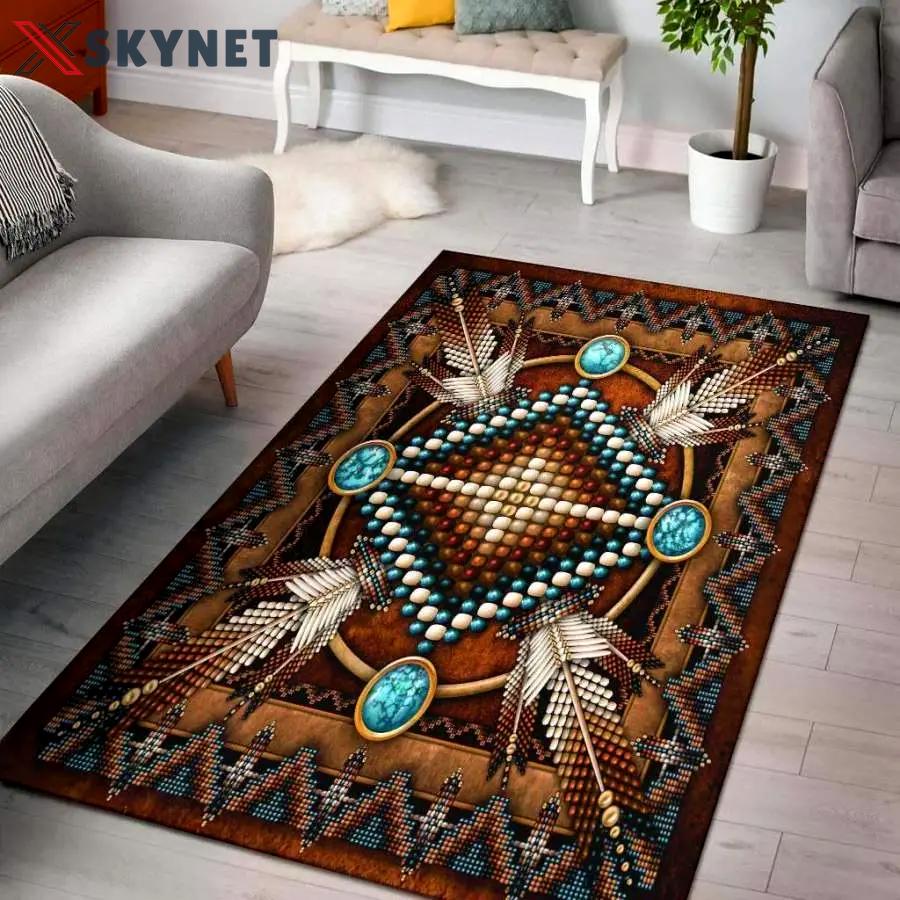 Naumaddic arts brown native american design area rug living room rug home decor Rectangle Rug