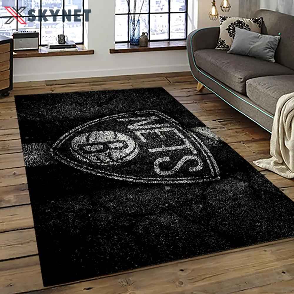 Nba brooklyn nets basketball team logo sport carpet rectangle area rug for living room brn29 Rectangle Rug