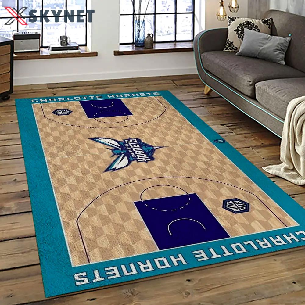Nba charlotte hornets basketball team logo sport carpet area rug home decor best gift for friends ch72 Rectangle Rug
