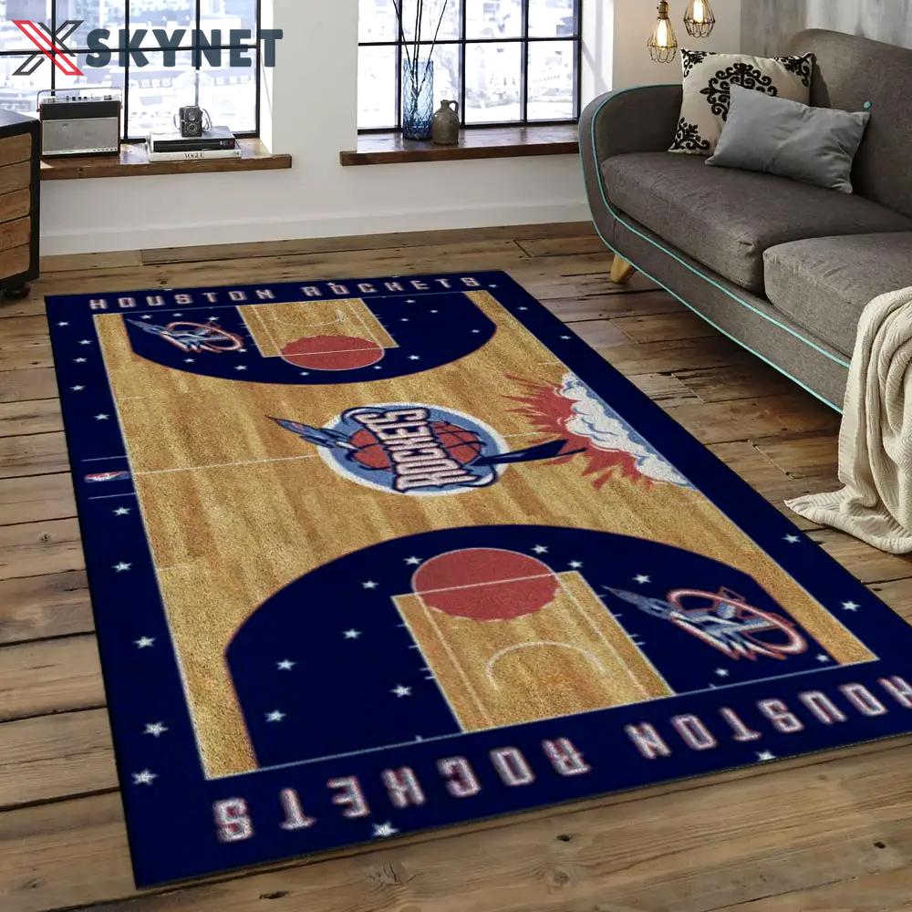 Nba houston rockets basketball legend team logo rectangle area hr23 Rectangle Rug