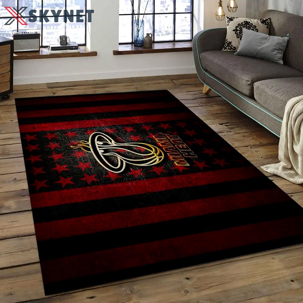 Nba miami heat basketball legend team logo rectangle area mh08 Rectangle Rug