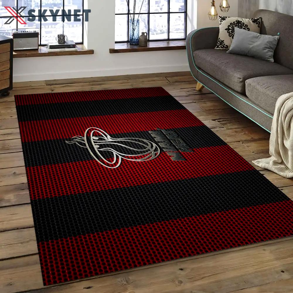 Nba miami heat basketball legend team logo rectangle area mh14 Rectangle Rug