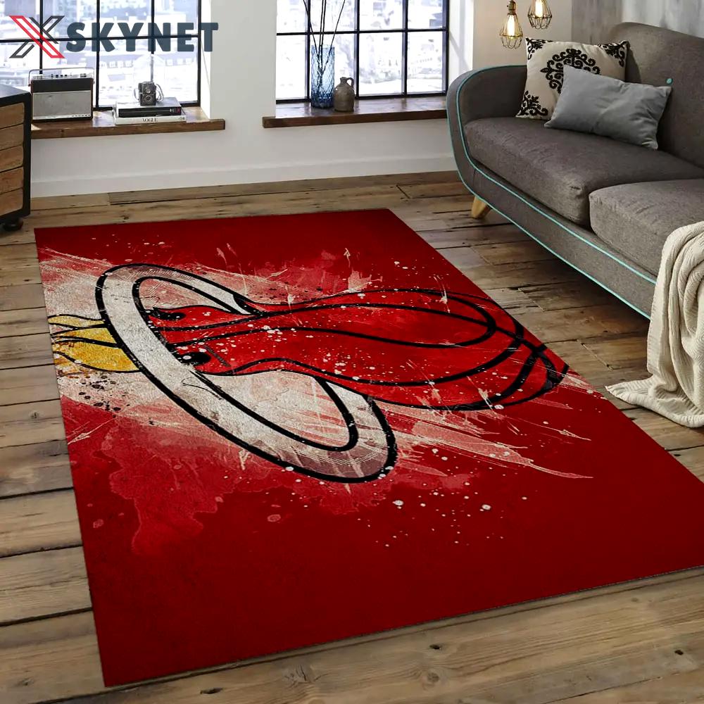 Nba miami heat basketball legend team logo rectangle area mh24 Rectangle Rug